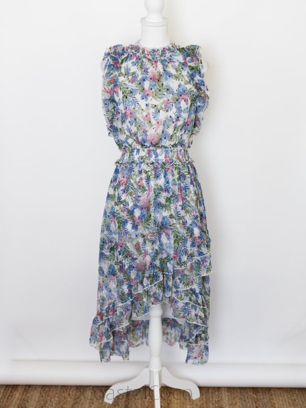 Walter Baker Marcella Tropical Floral Print Hi-low S Dress Summer Ruffle